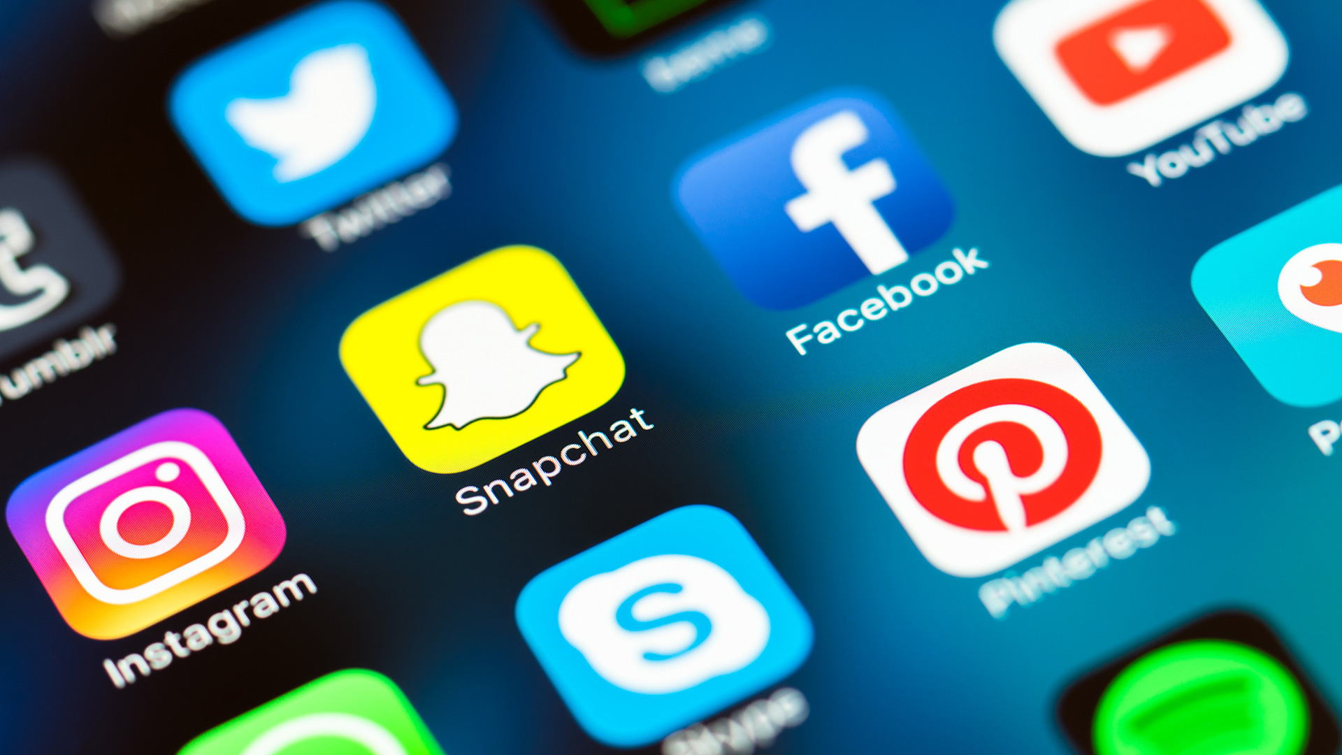 different social media applications such as Instagram, Snapchat and Facebook